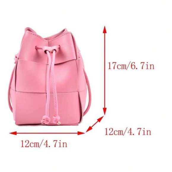 Pink Designer Style Mini Braided Bucket Bag - Picture 9 of 9